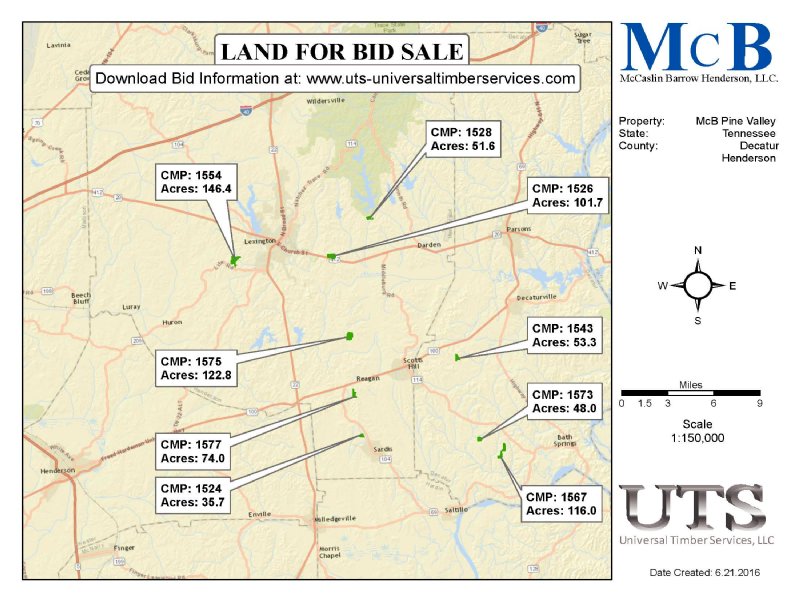 Sealed Bid Sale: 9 Tracts : Lexington : Henderson County : Tennessee
