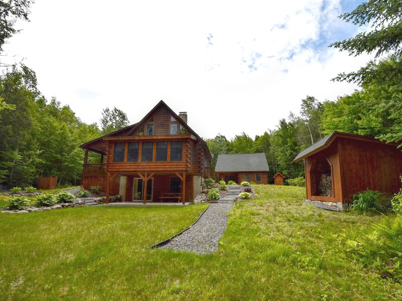 Junior Lake Log Home Living, Farm for Sale in Maine, 111633 FARMFLIP