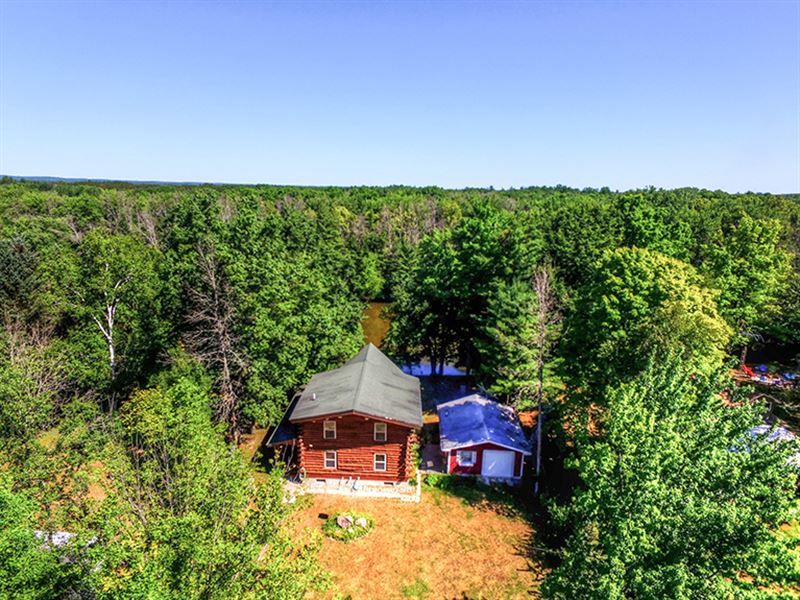 45 Acs, Log Home On Muskegon River : Sylvan : Osceola County : Michigan