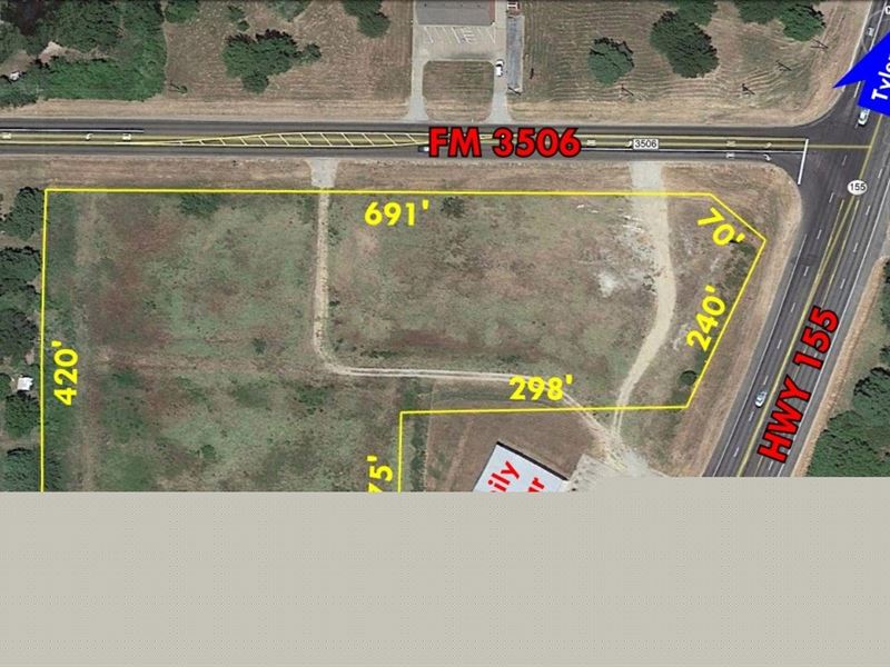 5+ Acres Land Corner Parcel Hwy 155 : Frankston : Henderson County : Texas