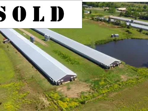 Four House Broiler Farm with 30 Ac : Rover : Yell County : Arkansas