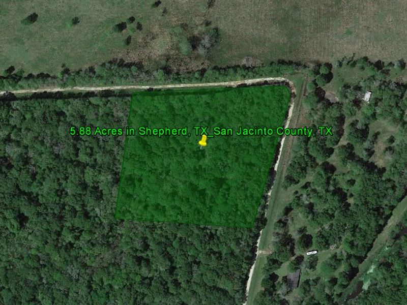 5.88 Acres in Shepherd, Tx, Farm for Sale by Owner in Texas, 203167