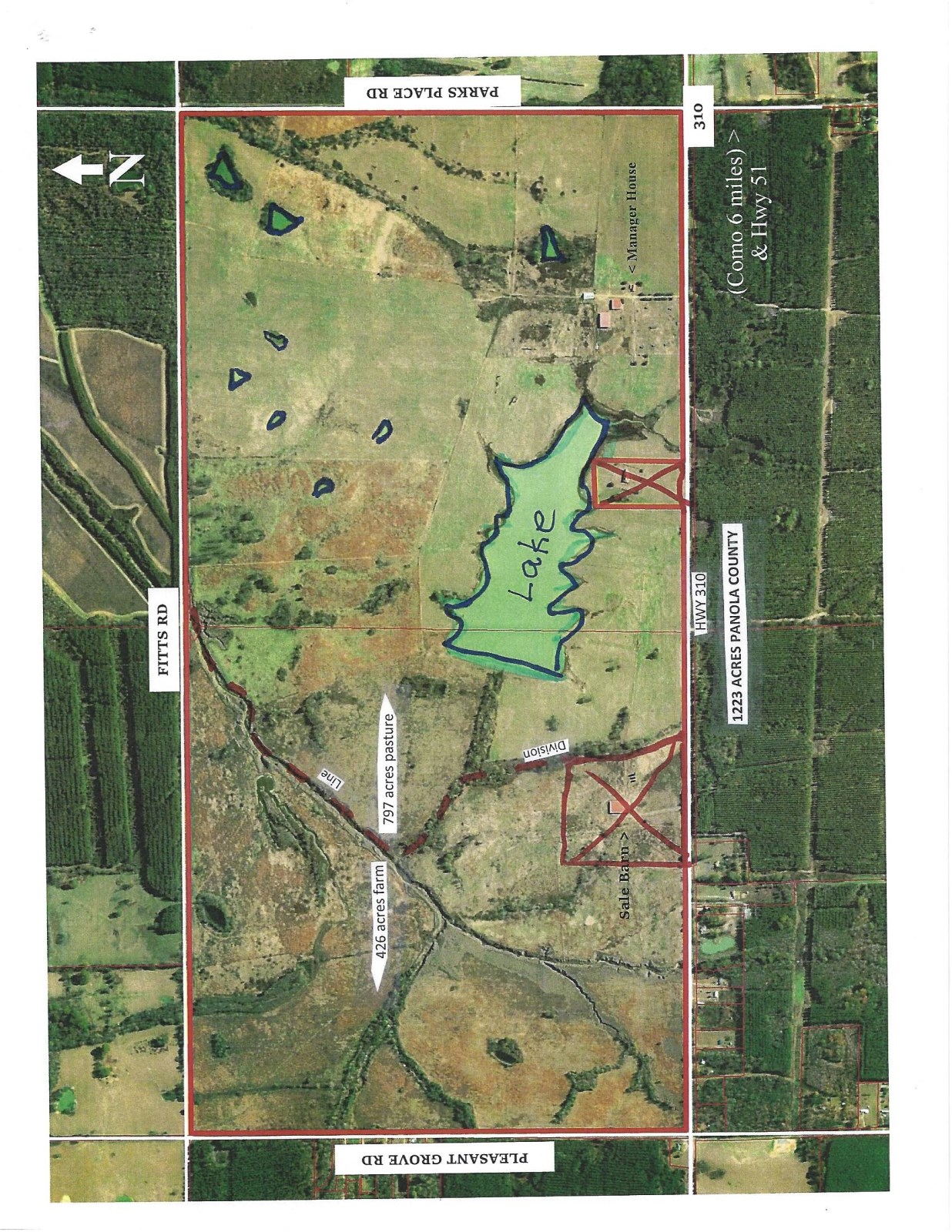 1223 Acres Cattle Ranch Farm for Sale in Como, Panola County