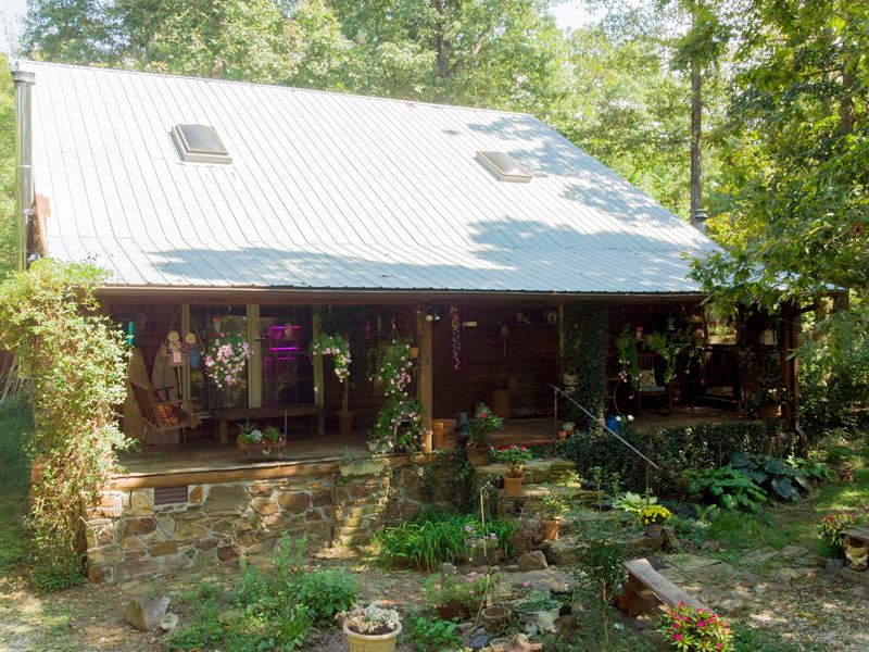 Ozarks Log Cabin On 6.98 Acres Farm for Sale in Leslie, Searcy County
