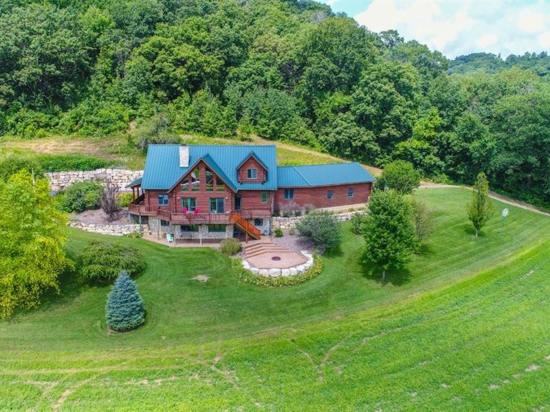 CustomBuilt Luxurious Log Home Farm for Sale in Stoddard, Vernon