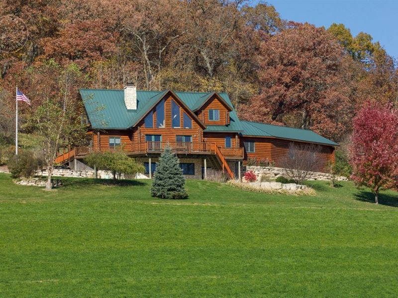Log Home Masterpiece Hunting Land, Farm for Sale in Wisconsin, 243589