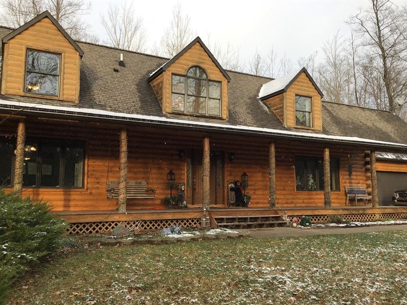 4 Bed Log Cabin On 14.5 Acres, Farm for Sale in Michigan, 260916