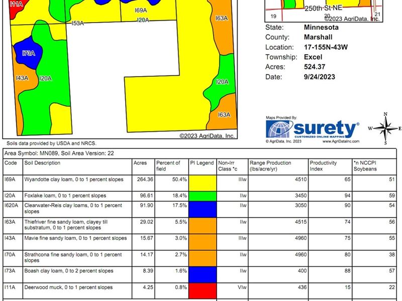 515 Acres in Thief River Falls, Minnesota : Thief River Falls : Pennington County : Minnesota