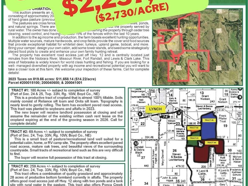 Land Auction, Tract 2 At Auc, Farm for Sale in Nebraska, 365255 FARMFLIP