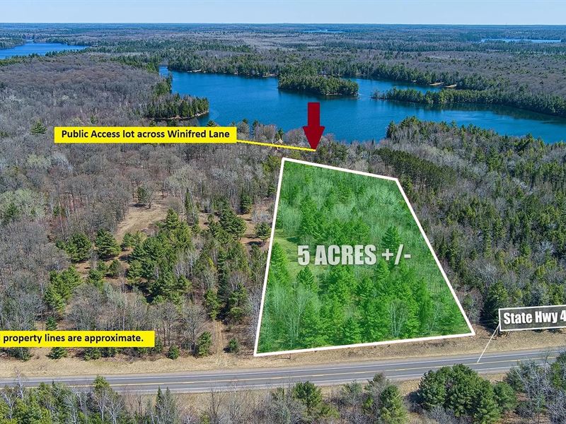 5 Ac, Lake Access, Vilas County, WI, Farm for Sale by Owner in