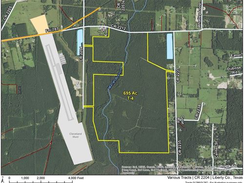 695 Acres, T-4 CR 2204 : Cleveland : Liberty County : Texas