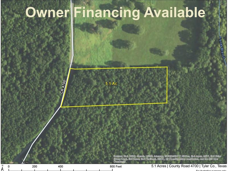 5.1 Acres, County Road 4700 : Fred : Tyler County : Texas