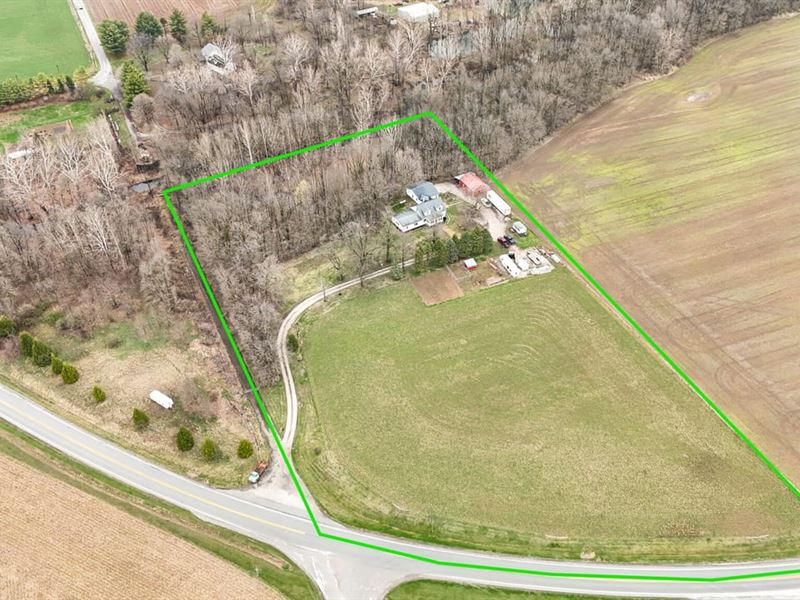 Mini Farm & Home, 7.6 Acres Woode : Camden : Carroll County : Indiana