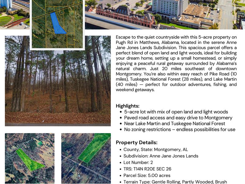 Creekside Camp 5 Acre Getaway : Matthews : Montgomery County : Alabama